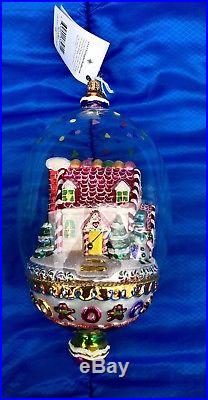 Christopher Radko Crystal Candy Cottage Snow Globe Style Ornament RARE