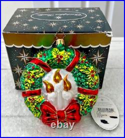 Christopher Radko D'LITE Wreath withCandles & Bow Ornament 1014079 VERY RARE ONE