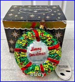 Christopher Radko D'LITE Wreath withCandles & Bow Ornament 1014079 VERY RARE ONE