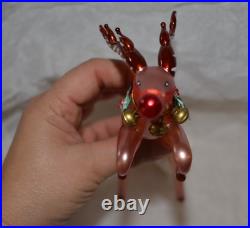 Christopher Radko Dash Away All Blown Glass Reindeer Christmas Ornament