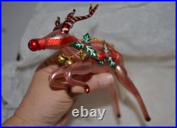 Christopher Radko Dash Away All Blown Glass Reindeer Christmas Ornament