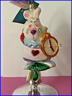 Christopher Radko Disney Alice in Wonderland White Rabbit Ornament RARE New Tags