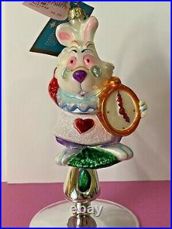 Christopher Radko Disney Alice in Wonderland White Rabbit Ornament RARE New Tags