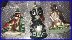 Christopher Radko Disney Bambi Set -3 Ornaments Bambi, Thumper, Flower -EUC