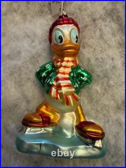 Christopher Radko Disney Donald Duck Skater Glass Hanging Christmas Ornament