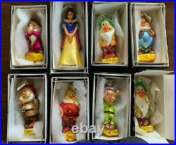 Christopher Radko Disney Snow White and 7 Dwarfs Glass Ornaments 1997 Lot of 8