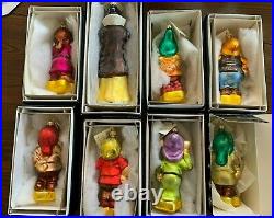 Christopher Radko Disney Snow White and 7 Dwarfs Glass Ornaments 1997 Lot of 8