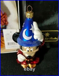 Christopher Radko Disney Sorcerer's Apprentice Mickey & Fantasia Brooms 2pc