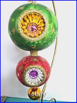 Christopher Radko Double Ball Green & Red Ornate Ball Ornament