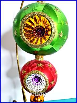 Christopher Radko Double Ball Green & Red Ornate Ball Ornament