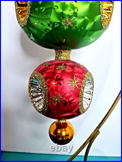 Christopher Radko Double Ball Green & Red Ornate Ball Ornament