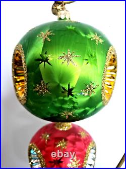 Christopher Radko Double Ball Green & Red Ornate Ball Ornament