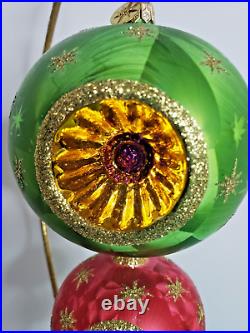 Christopher Radko Double Ball Green & Red Ornate Ball Ornament