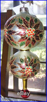 Christopher Radko Double Winter Star Blossom Poinsettia Christmas Ornament Tags
