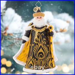 Christopher Radko EBONY ELEGANCE SANTA Ornament 1021627 Black Gold Coat