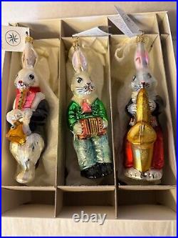 Christopher Radko Easter 1997 Ornaments Bunny Tones Box set of three, Pristine