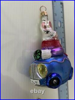 Christopher Radko Easter Bunny Rabbit Ornament EGG ROLL TRIPLETS Set Of 3