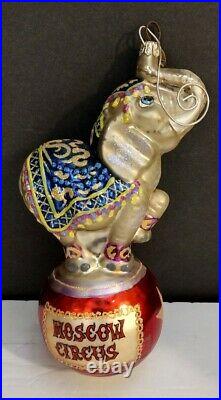 Christopher Radko Elephant Moscow Circus Glass Hand blown ornament gorgeous