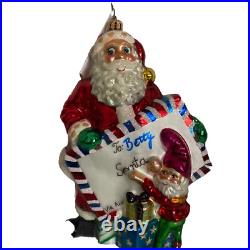 Christopher Radko Express Request Santa Glass Christmas Ornament 6 READ Rare