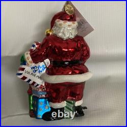 Christopher Radko Express Request Santa Glass Christmas Ornament 6 READ Rare