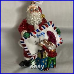 Christopher Radko Express Request Santa Glass Christmas Ornament 6 READ Rare