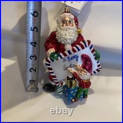 Christopher Radko Express Request Santa Glass Christmas Ornament 6 READ Rare