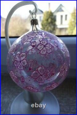 Christopher Radko FLORAL TIFFANY STAINED GLASS BALL CHRISTMAS ORNAMENT RARE HTF