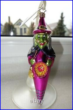 Christopher Radko FLY N FRIGHT WITCH REFLECTOR Halloween Ornament 1011152 HTF