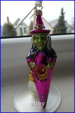 Christopher Radko FLY N FRIGHT WITCH REFLECTOR Halloween Ornament 1011152 HTF