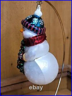Christopher Radko FROSTY FILMOR Snowman Glass Christmas Ornament RARE HTF 7