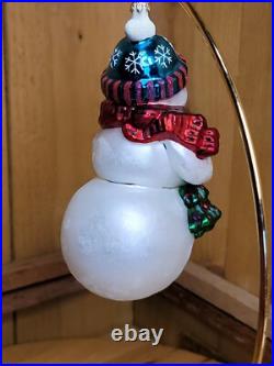 Christopher Radko FROSTY FILMOR Snowman Glass Christmas Ornament RARE HTF 7
