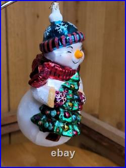 Christopher Radko FROSTY FILMOR Snowman Glass Christmas Ornament RARE HTF 7