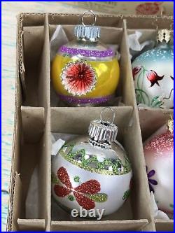 Christopher Radko Fantasia Christmas Grandma's Own Vintage Glass Ornaments 6 pc