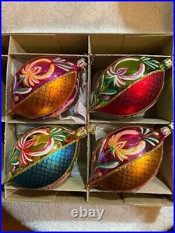 Christopher Radko Fantasia Duchess Peony Ornaments Lot of 4 in Box Rare Nice