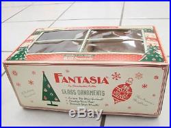 Christopher Radko Fantasia Glass Ornaments Large Sunburst 5 1/4 Box of 2 &Stand