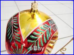 Christopher Radko Fantasia Glass Ornaments Large Sunburst 5 1/4 Box of 2 &Stand