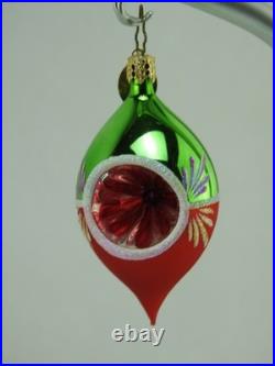 Christopher Radko Fantasia Indent Glass Ornaments Set 6 With Box Poland Vintage
