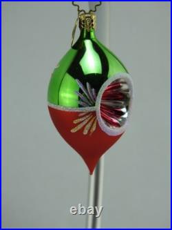 Christopher Radko Fantasia Indent Glass Ornaments Set 6 With Box Poland Vintage