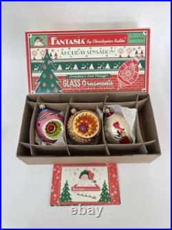 Christopher Radko Fantasia Select Edition Glass Ornaments Set Of 3 In Box
