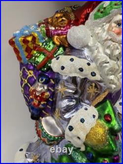 Christopher Radko Father Frost Santa with Christmas Tree 9 Ornament Tag & Bag