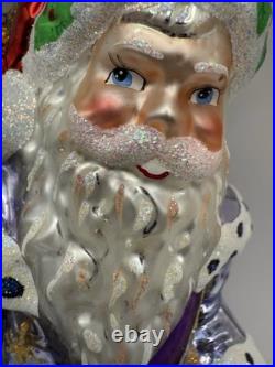 Christopher Radko Father Frost Santa with Christmas Tree 9 Ornament Tag & Bag