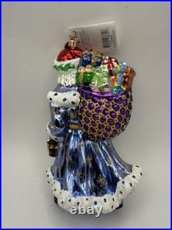 Christopher Radko Father Frost Santa with Christmas Tree 9 Ornament Tag & Bag