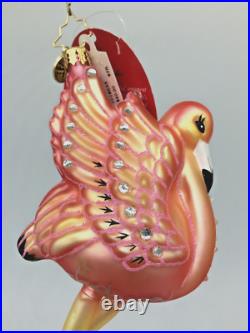Christopher Radko Flamingo Flare 1018635 SIGNED HTF RARE Glass Ornament withTags