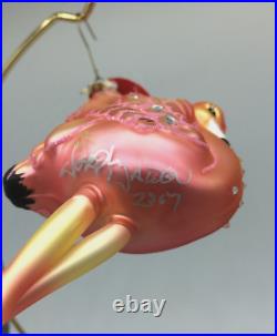 Christopher Radko Flamingo Flare 1018635 SIGNED HTF RARE Glass Ornament withTags