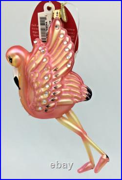 Christopher Radko Flamingo Flare 1018635 SIGNED HTF RARE Glass Ornament withTags