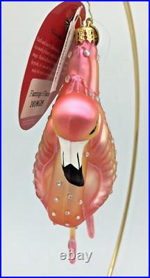 Christopher Radko Flamingo Flare 1018635 SIGNED HTF RARE Glass Ornament withTags