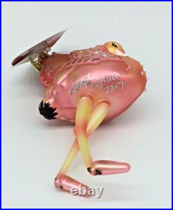 Christopher Radko Flamingo Flare 1018635 SIGNED HTF RARE Glass Ornament withTags