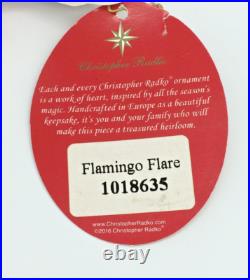 Christopher Radko Flamingo Flare 1018635 SIGNED HTF RARE Glass Ornament withTags