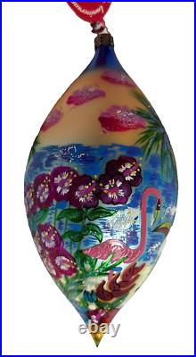 Christopher Radko Flamingo Skies 20th Anniversary Teardrop Christmas Ornament
