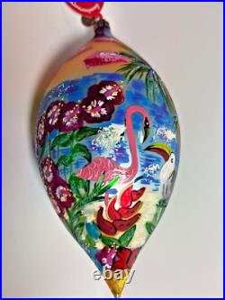 Christopher Radko Flamingo Skies 20th Anniversary Teardrop Christmas Ornament